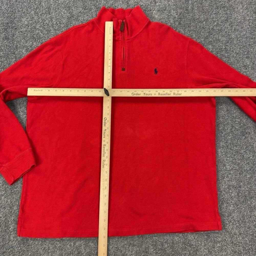 Vintage Polo By Ralph Lauren Sweater Mens 2XL Red 1/4 Zip Mock Neck Cotton Knit